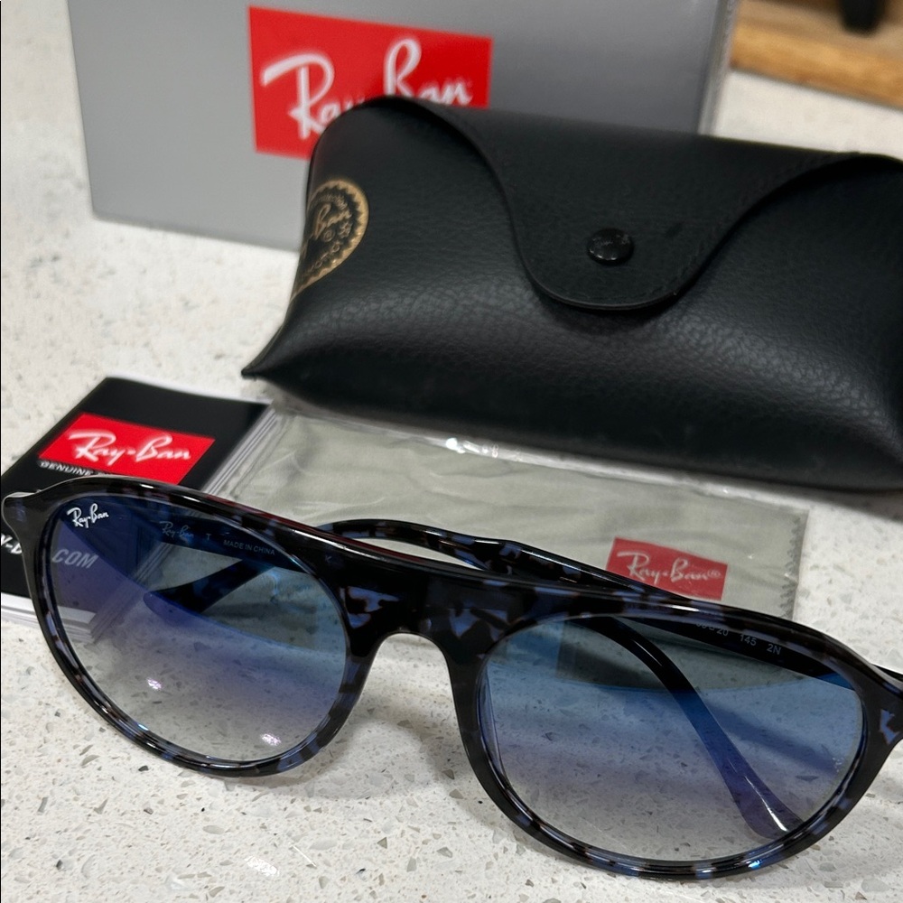 Ray-Ban Style 2215 Sunglasses NEW w BOX, cloth,case,book. Havana Blue Tortise